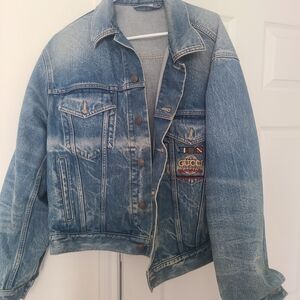 Gucci Blue Denim Jacket with Embroidered Logo